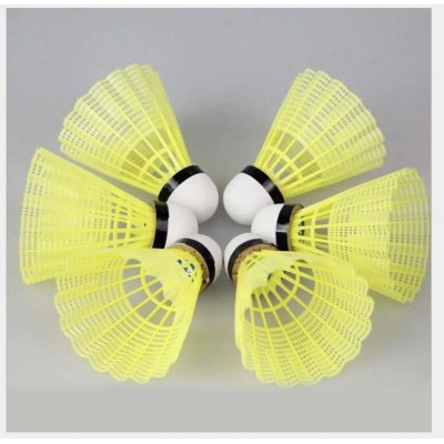 Yellow plastic badminton nylon training shuttlecock