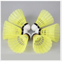 Yellow plastic badminton nylon training shuttlecock